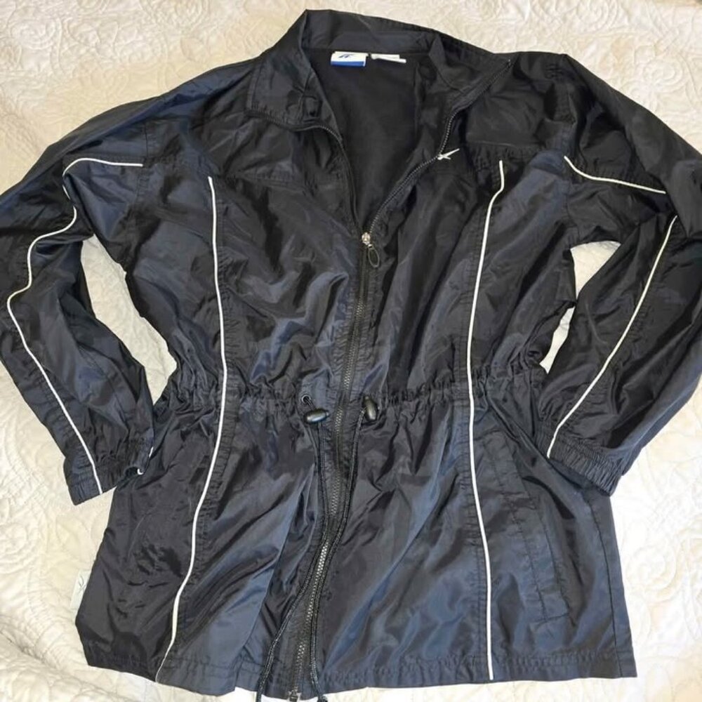 Vintage Reebok Track Jacket Womens Medium Full Zip Embroidered Windbreaker Vent
